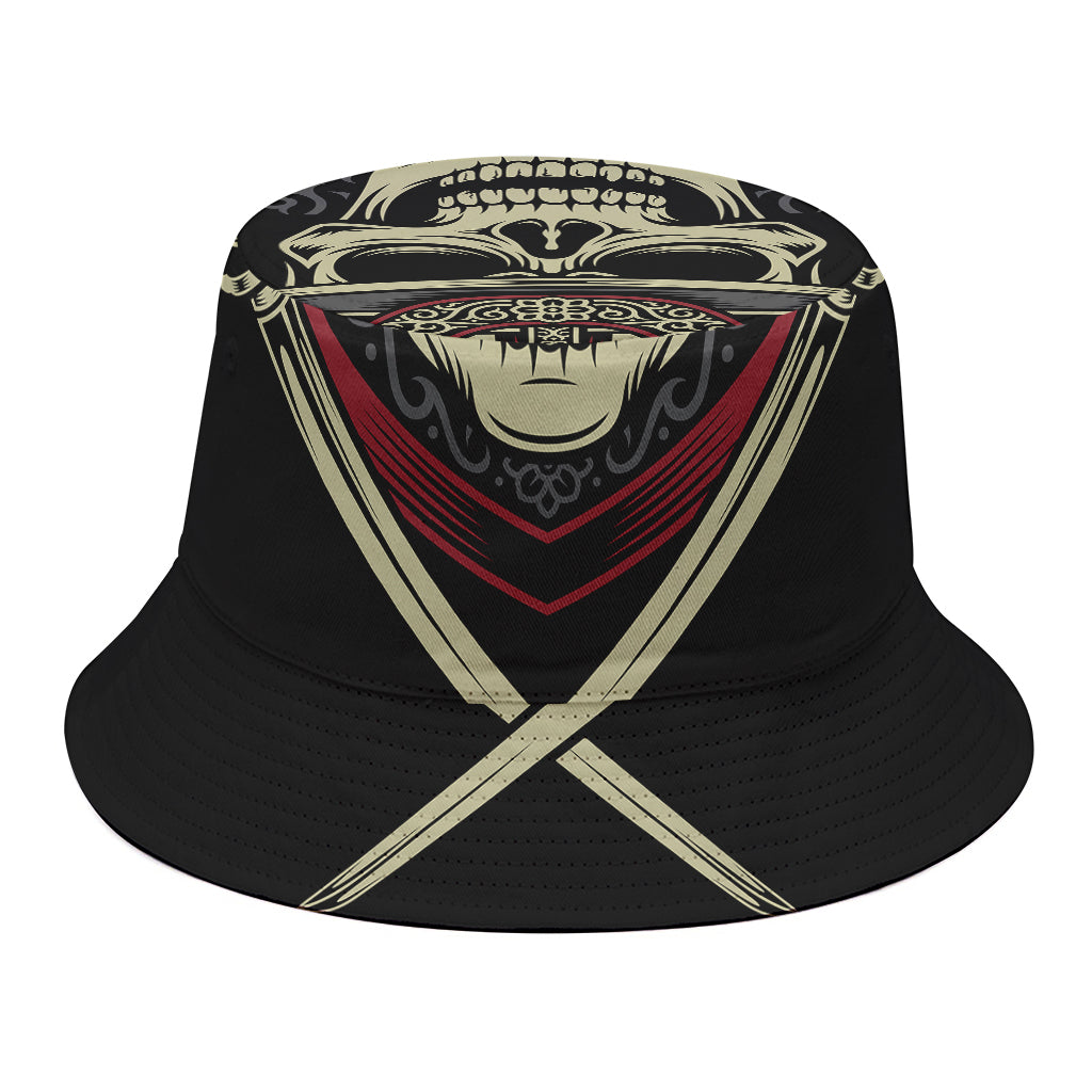 Samurai Warrior Skull Print Bucket Hat