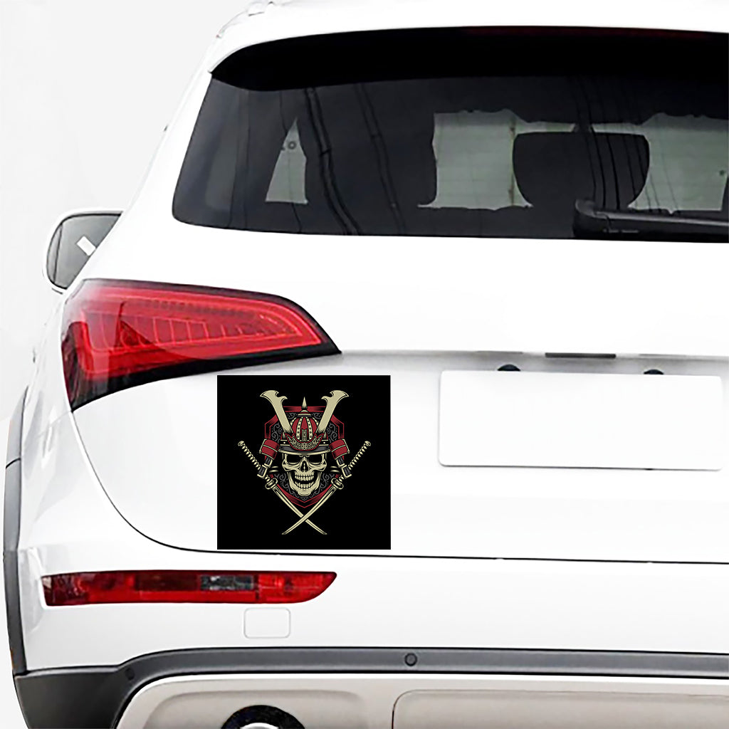 Samurai Warrior Skull Print Car Sticker