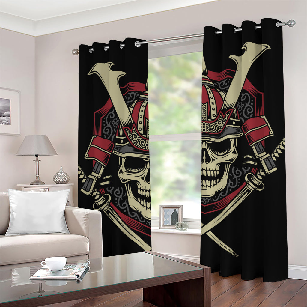 Samurai Warrior Skull Print Grommet Curtains