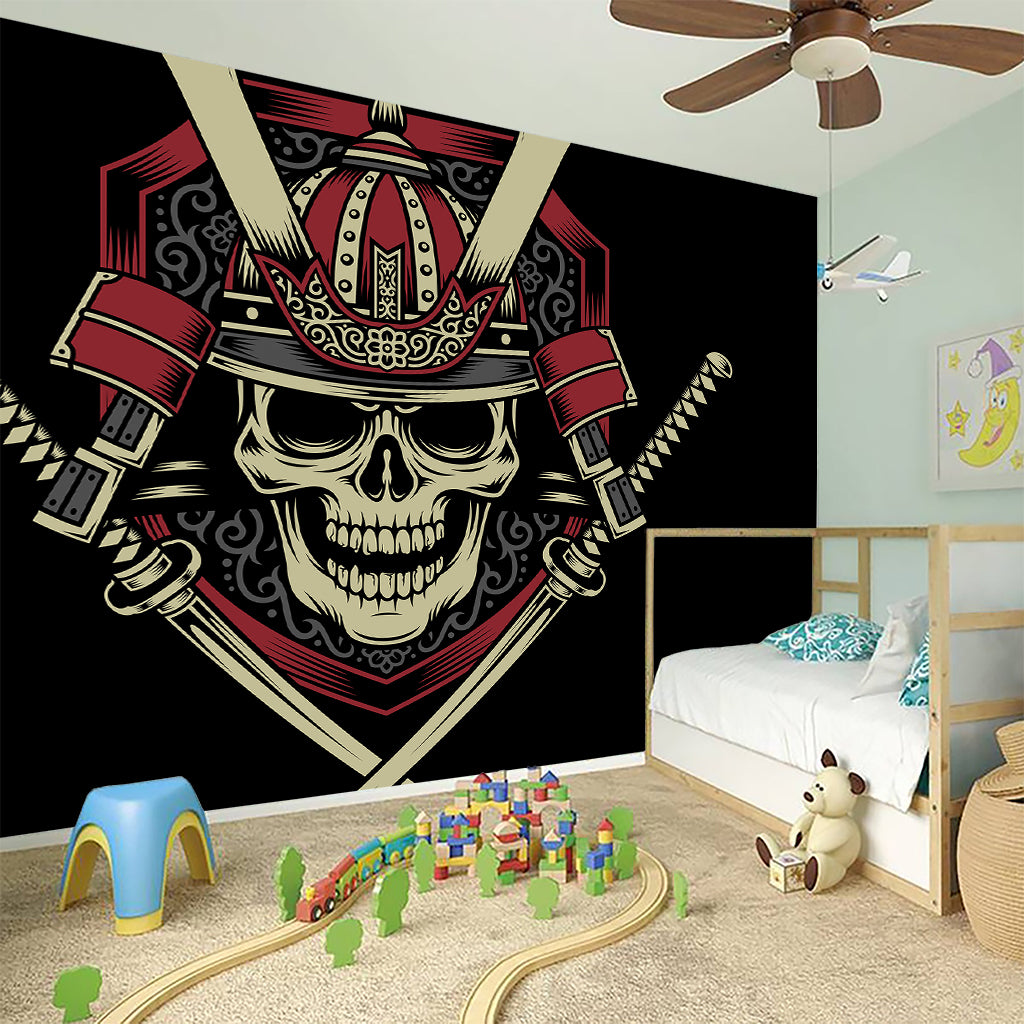 Samurai Warrior Skull Print Wall Sticker