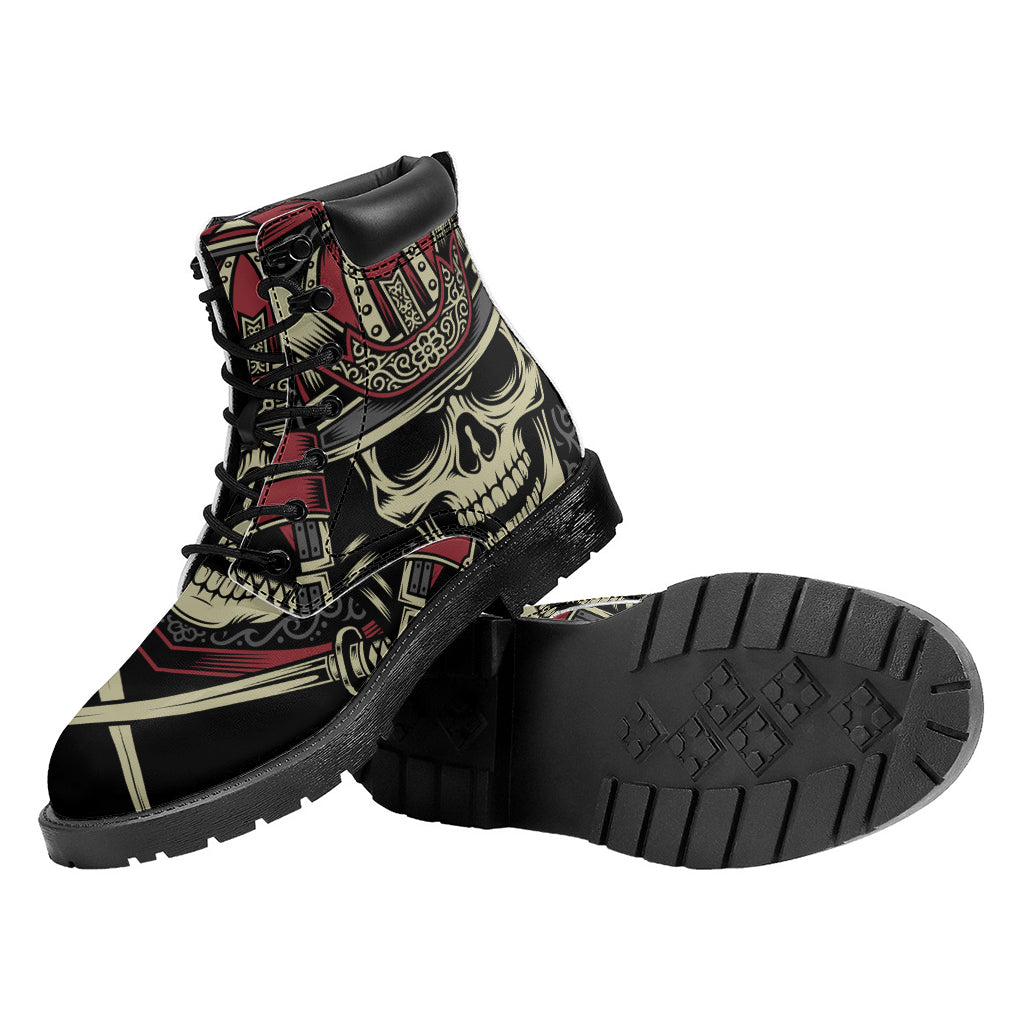 Samurai Warrior Skull Print Work Boots