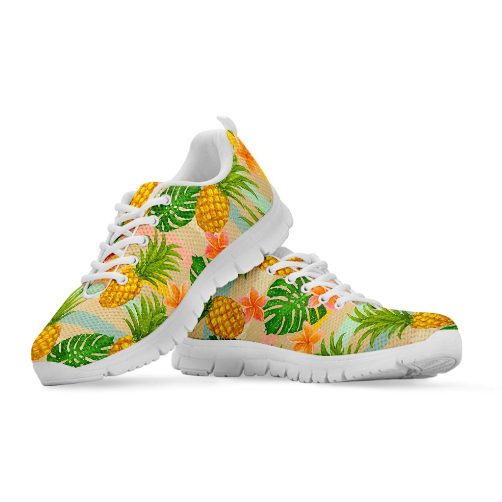 Sand Beach Pineapple Pattern Print White Running Shoes
