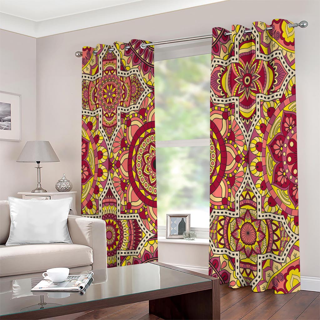 Sangria Mandala Bohemian Pattern Print Extra Wide Grommet Curtains