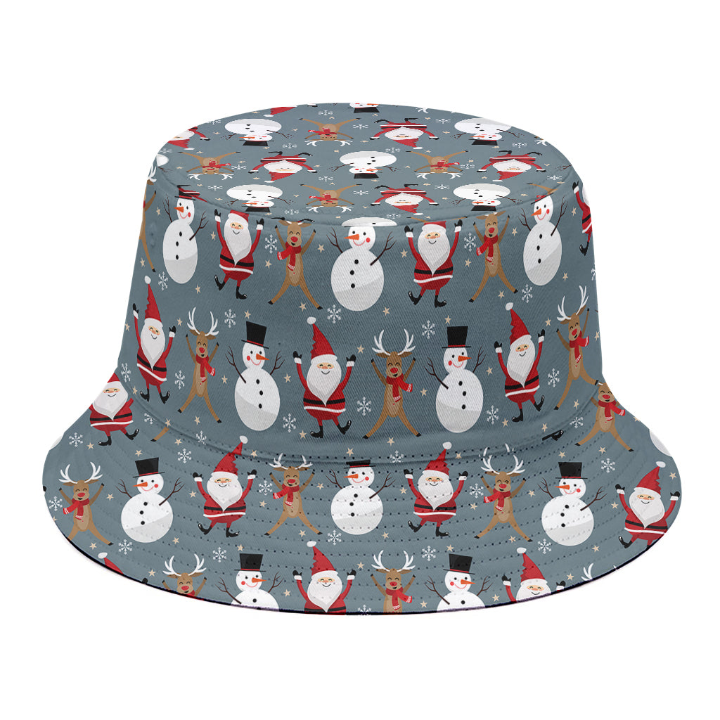 Santa Claus And Friends Pattern Print Bucket Hat