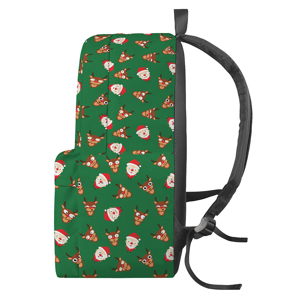 Santa Claus And Reindeer Emoji Print Backpack