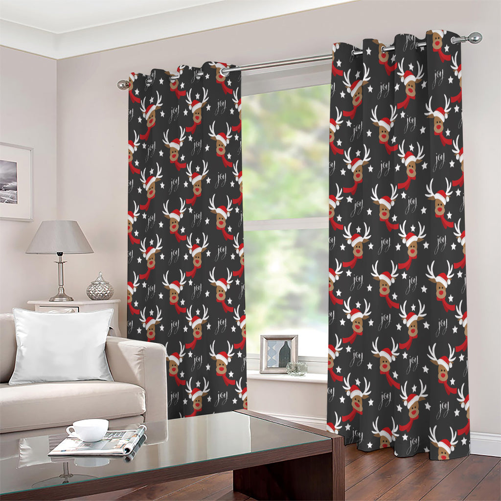 Santa Claus Deer Pattern Print Extra Wide Grommet Curtains