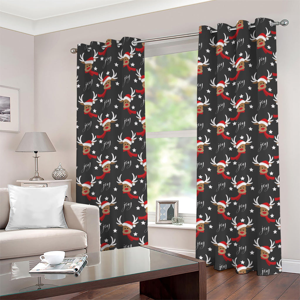 Santa Claus Deer Pattern Print Grommet Curtains