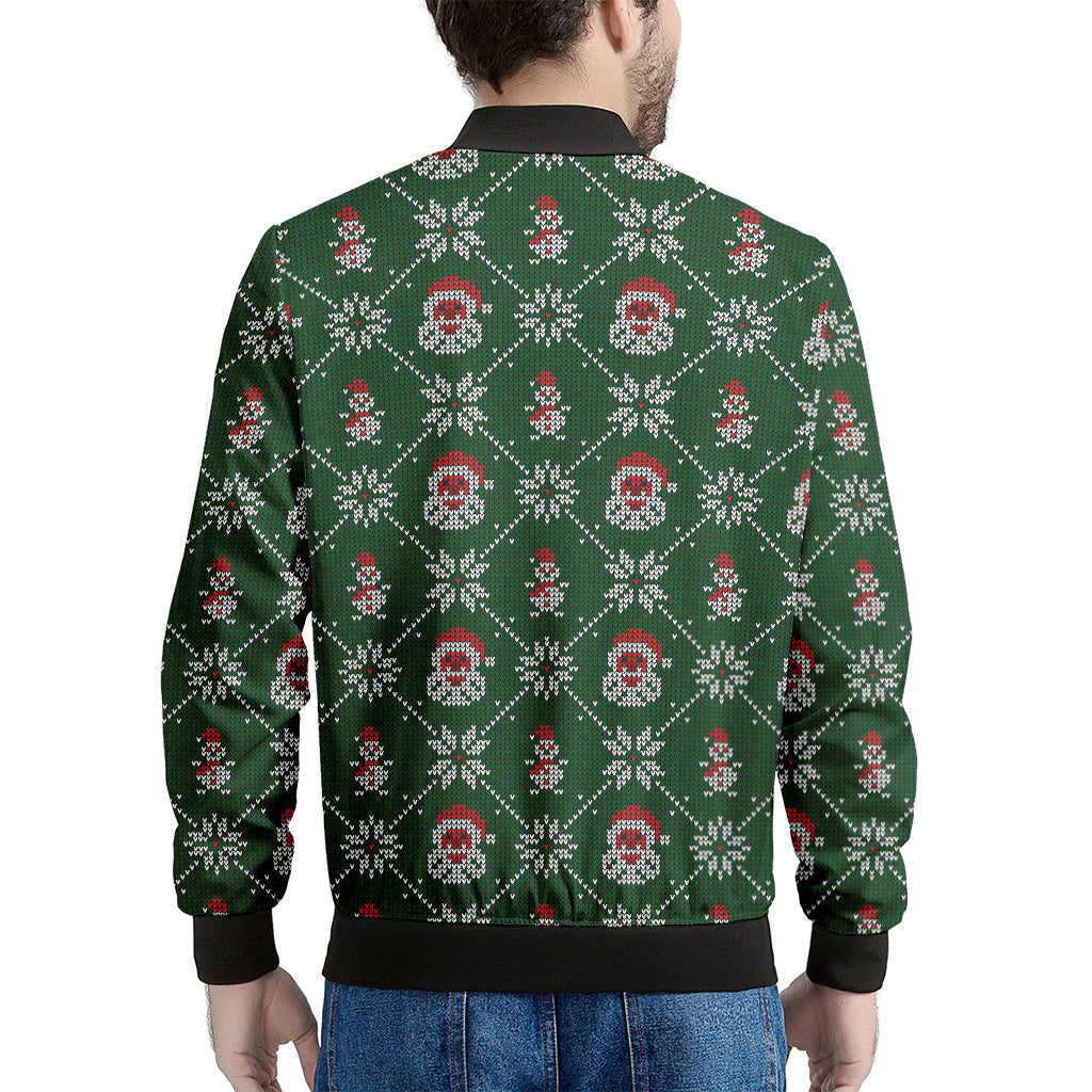 Santa Claus Knitted Pattern Print Men's Bomber Jacket
