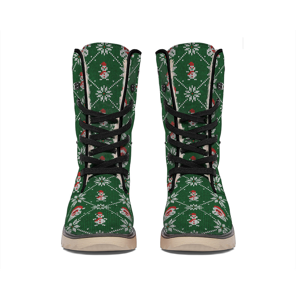 Santa Claus Knitted Pattern Print Winter Boots