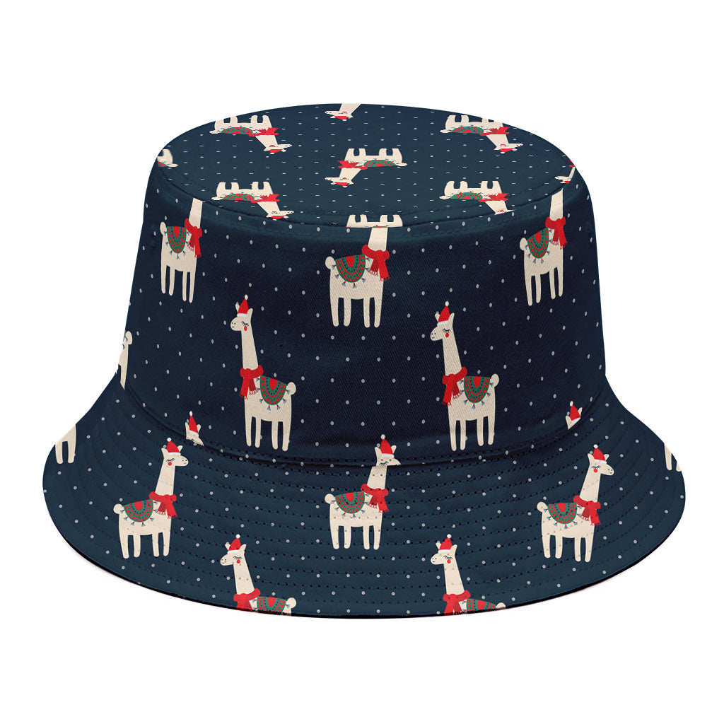 Santa Claus Llama Xmas Pattern Print Bucket Hat