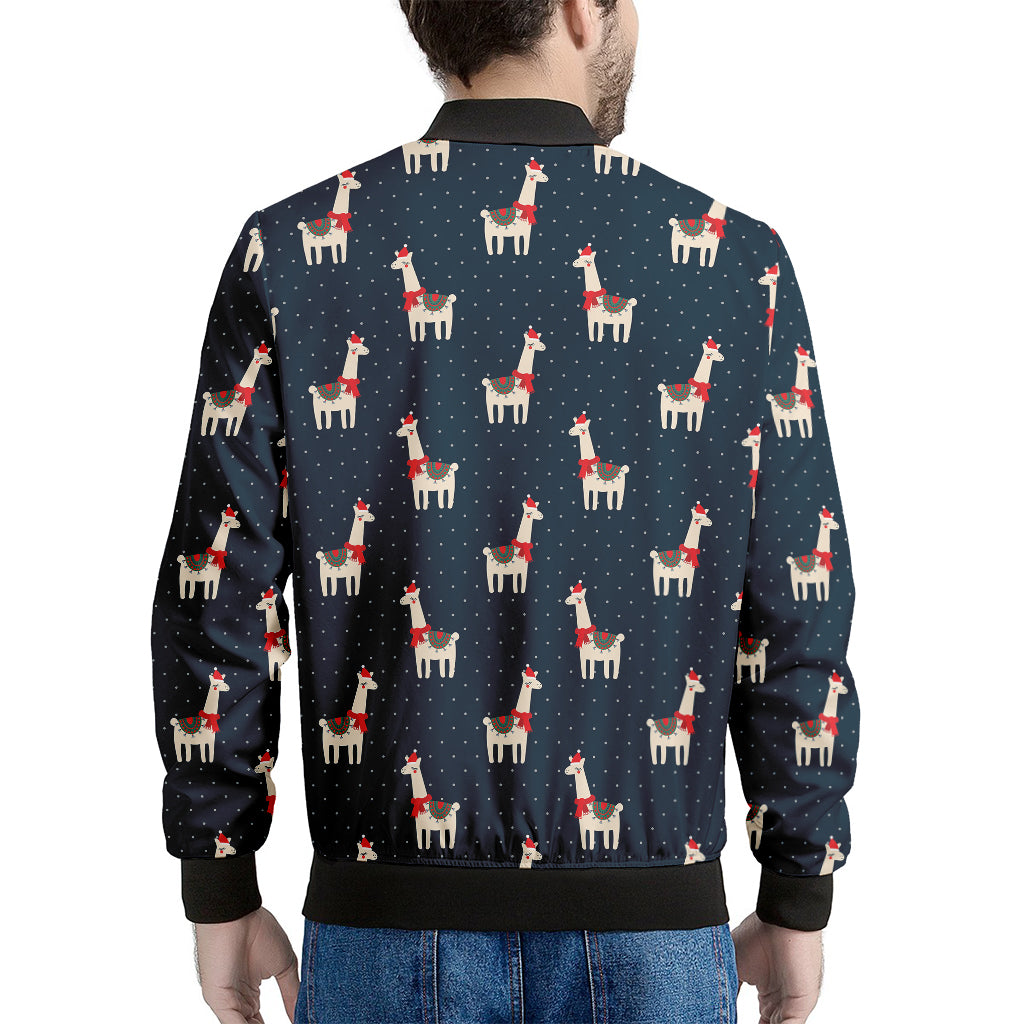 Santa Claus Llama Xmas Pattern Print Men's Bomber Jacket