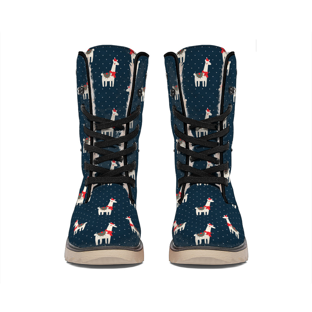 Santa Claus Llama Xmas Pattern Print Winter Boots