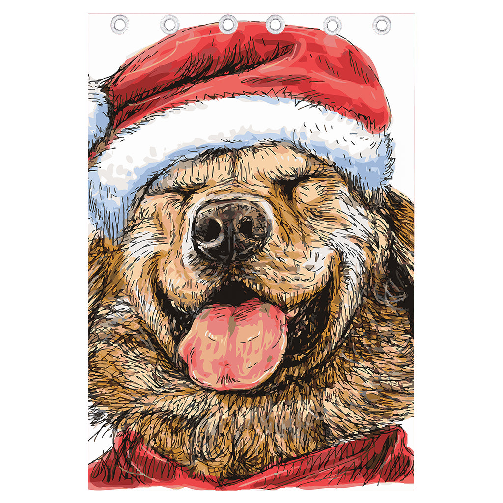 Santa Labrador Retriever Print Curtain