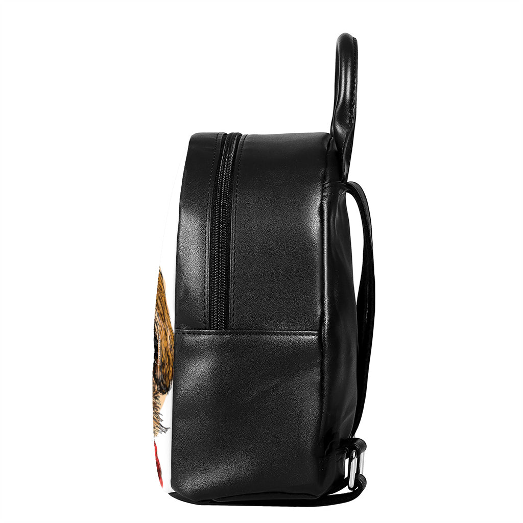 Santa Labrador Retriever Print Leather Backpack
