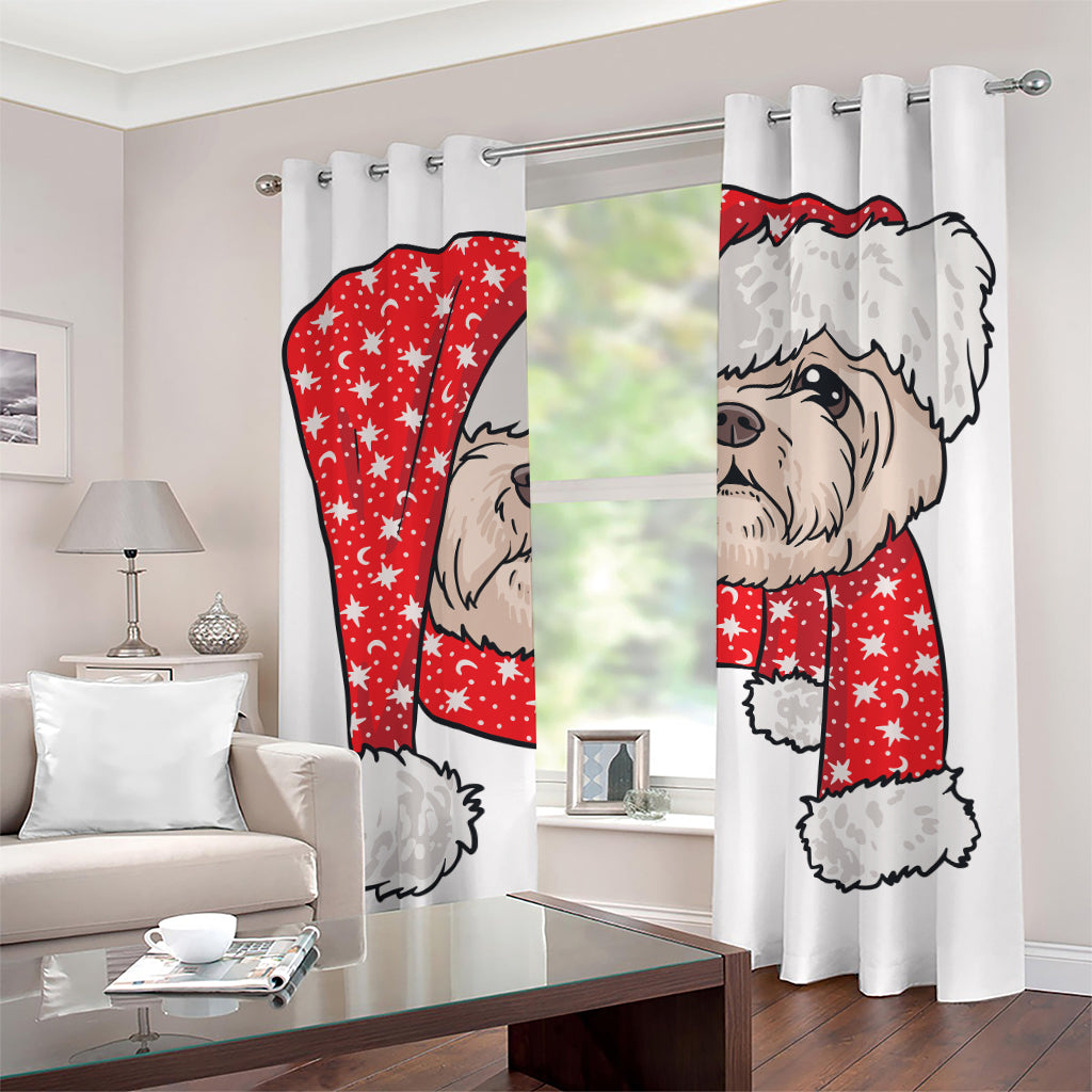 Santa Shih Tzu Print Grommet Curtains