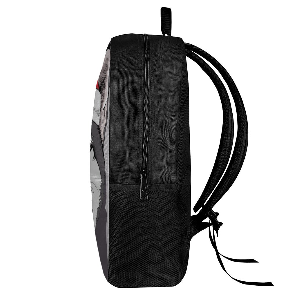 Santa Siberian Husky Print 17 Inch Backpack