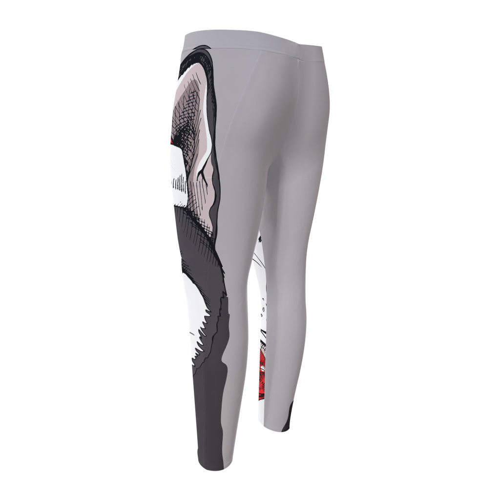 Santa Siberian Husky Print Men's Compression Pants