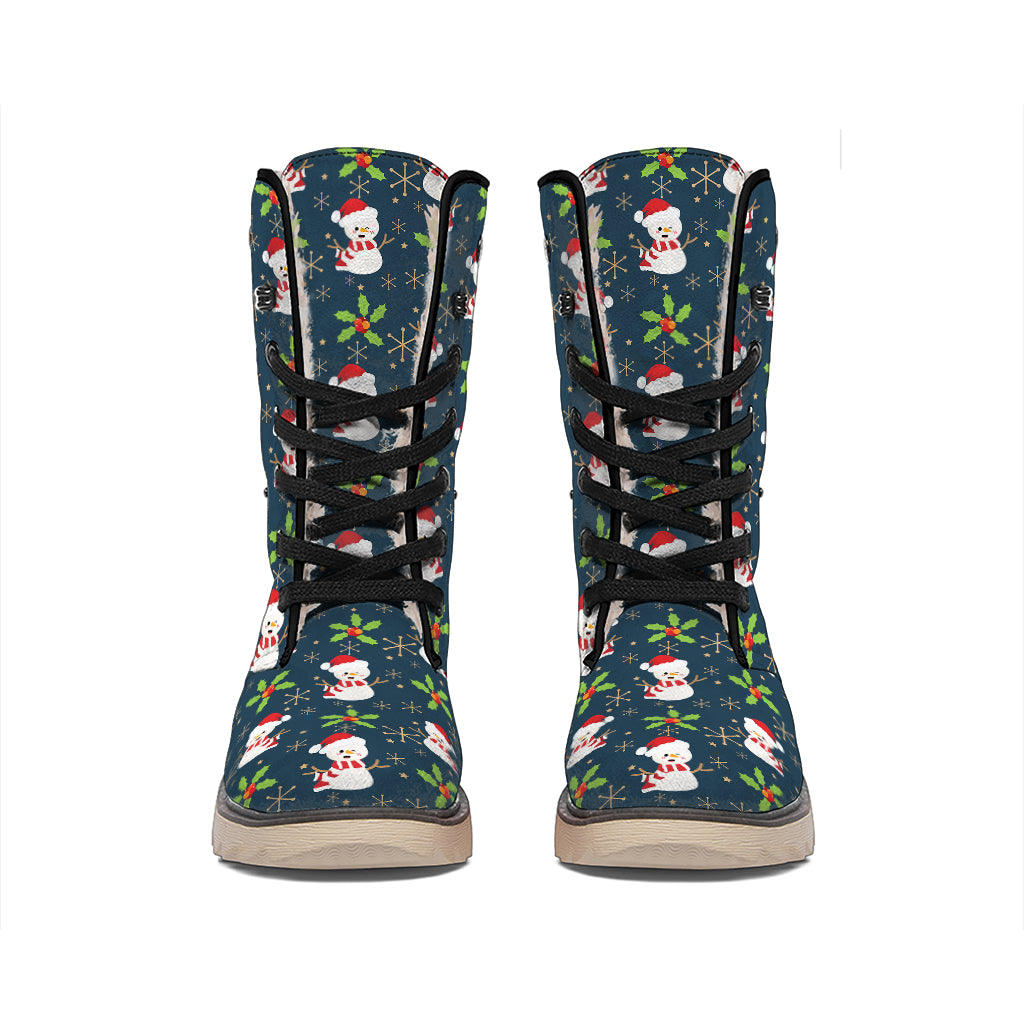 Santa Snowman Pattern Print Winter Boots