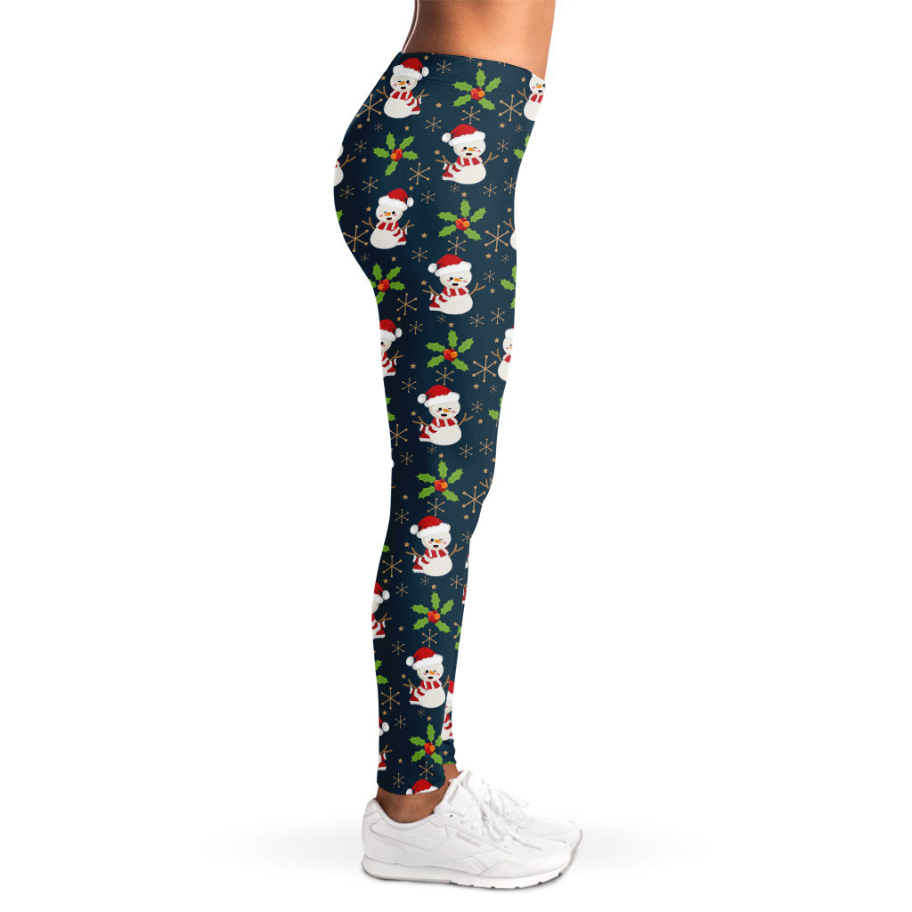 Santa Snowman Pattern Print Women's Leggings