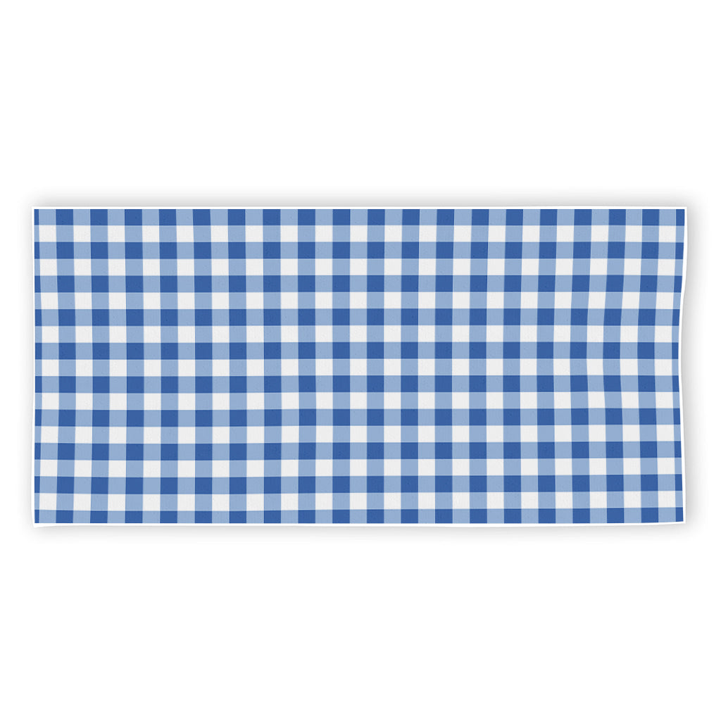Sapphire Blue Check Pattern Print Beach Towel