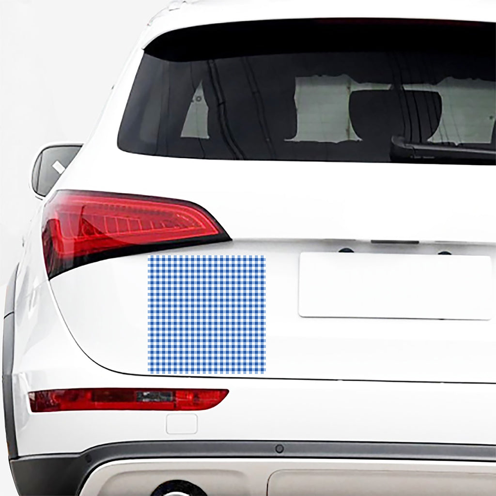Sapphire Blue Check Pattern Print Car Sticker