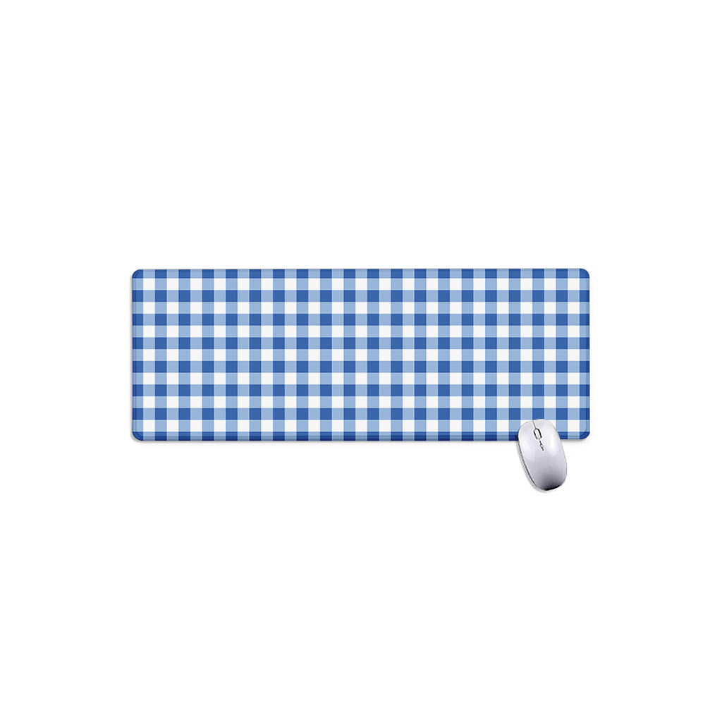 Sapphire Blue Check Pattern Print Extended Mouse Pad