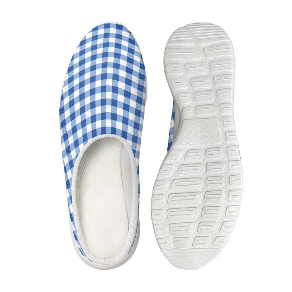 Sapphire Blue Check Pattern Print Mesh Casual Shoes