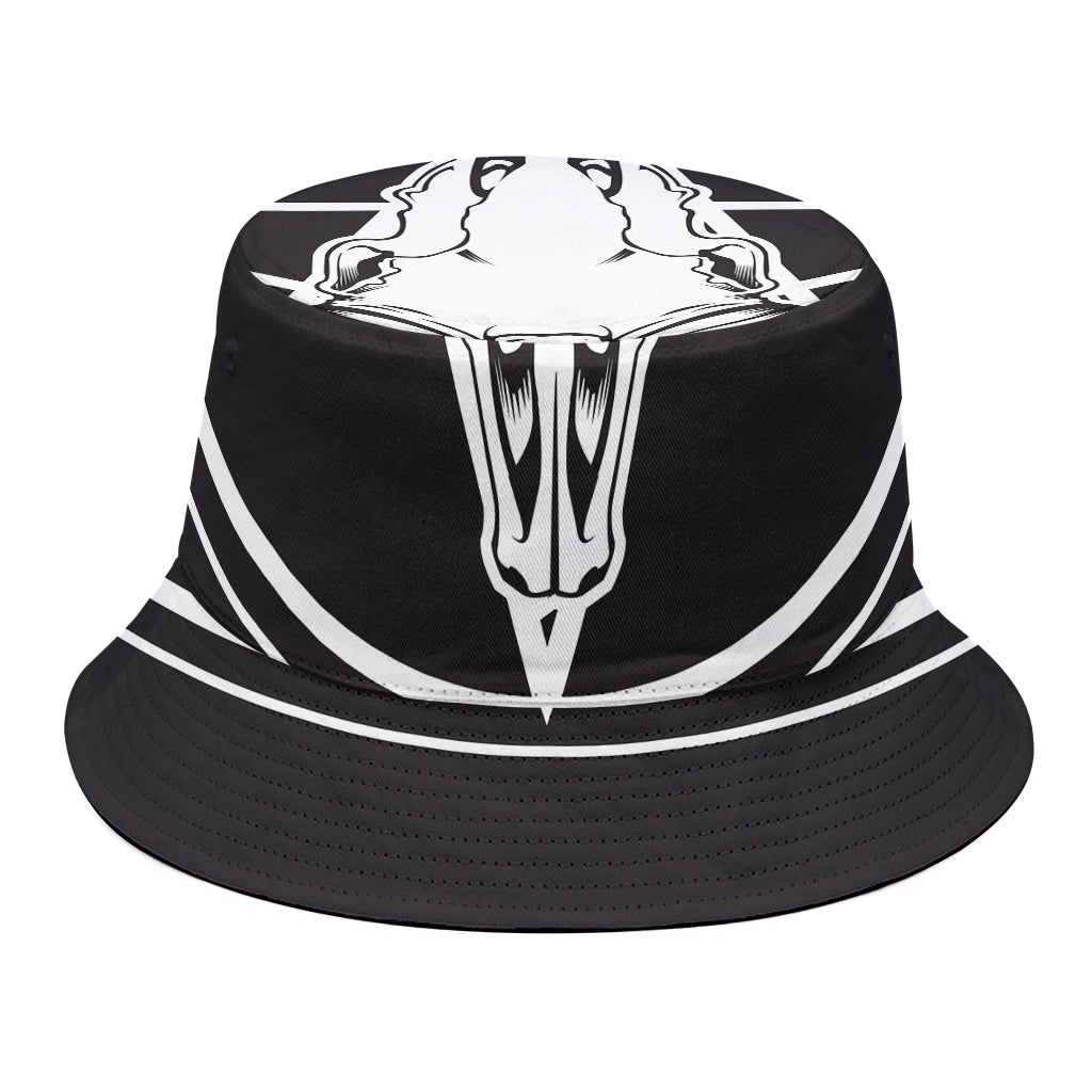 Satan Goat Skull Pentagram Print Bucket Hat