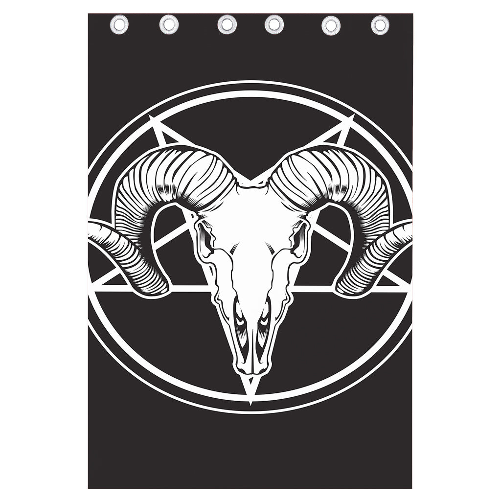 Satan Goat Skull Pentagram Print Curtain