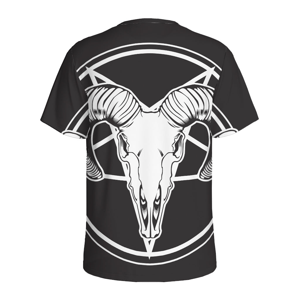 Satan Goat Skull Pentagram Print Men's Sports T-Shirt
