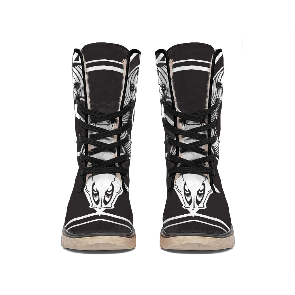 Satan Goat Skull Pentagram Print Winter Boots