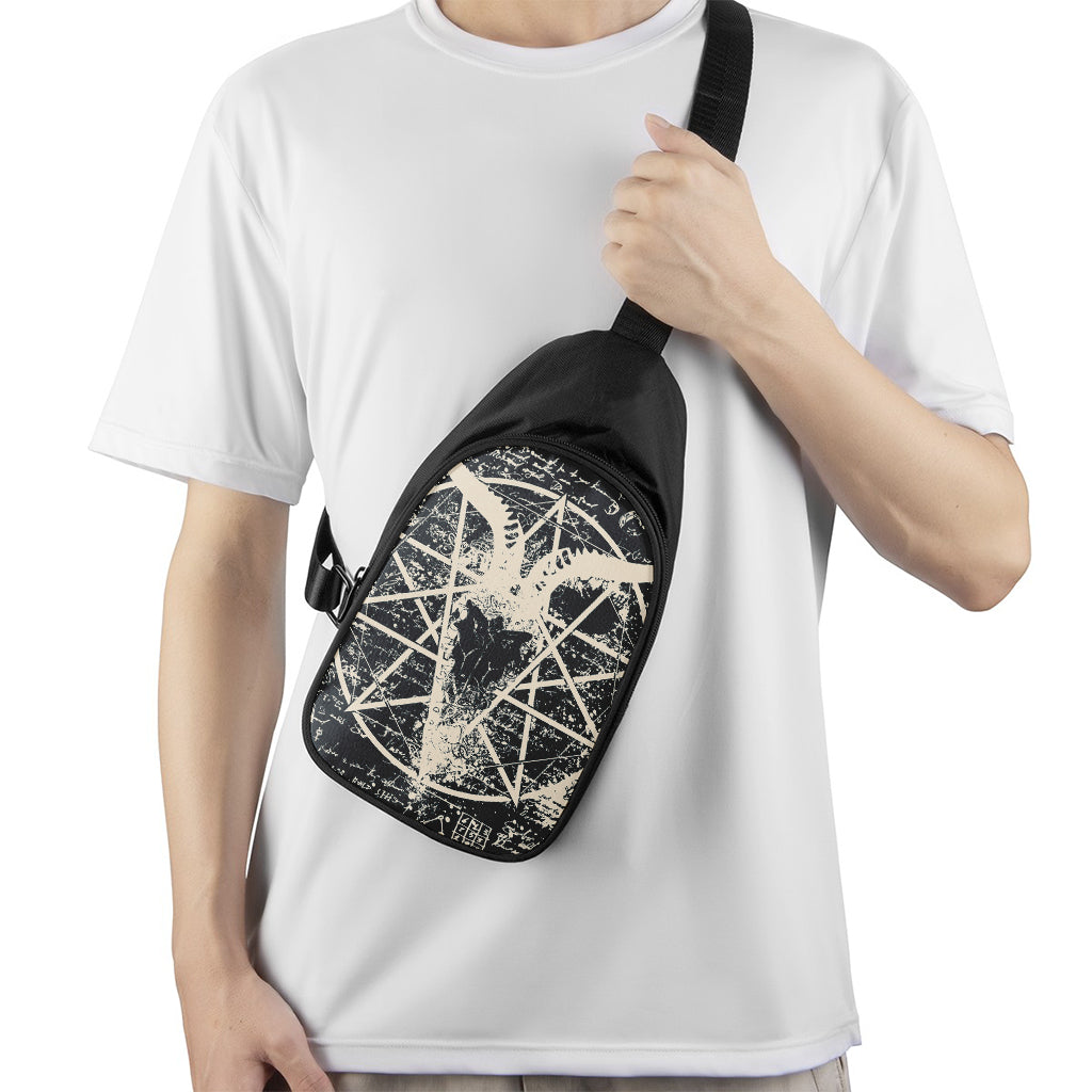 Satan Goat Skull Symbol Print Chest Bag