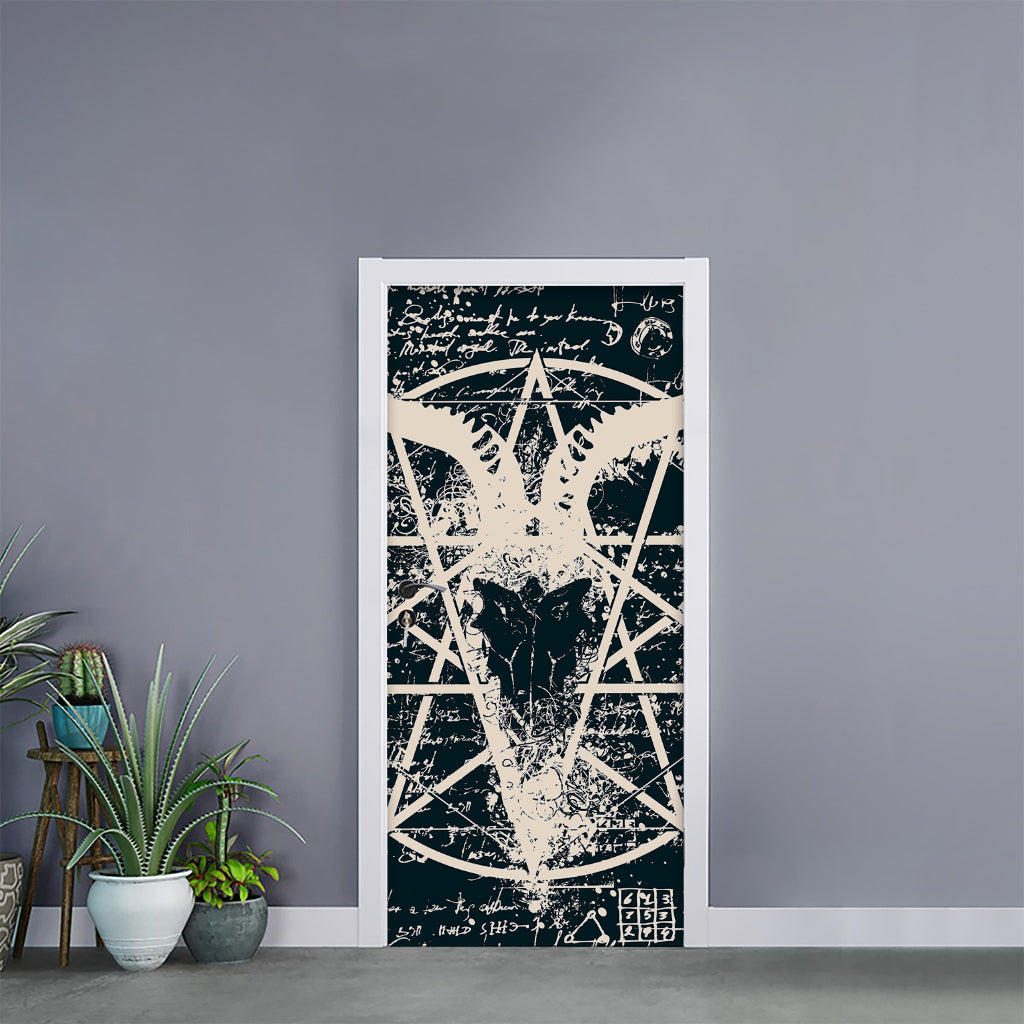 Satan Goat Skull Symbol Print Door Sticker