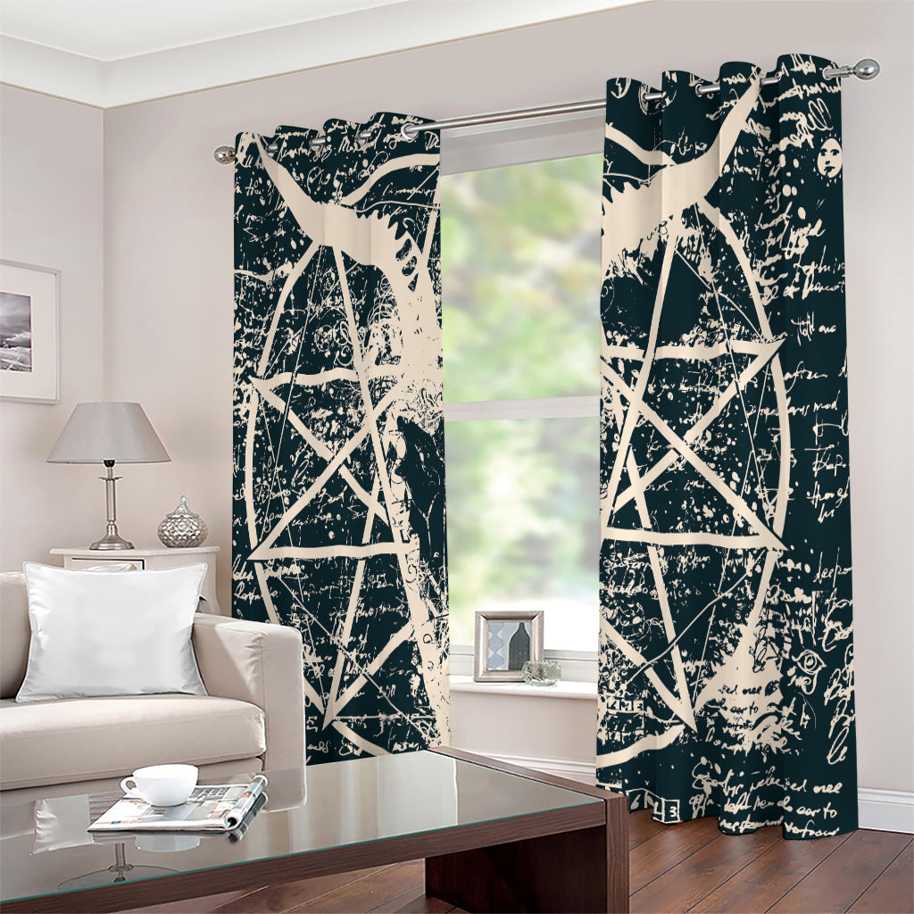 Satan Goat Skull Symbol Print Extra Wide Grommet Curtains