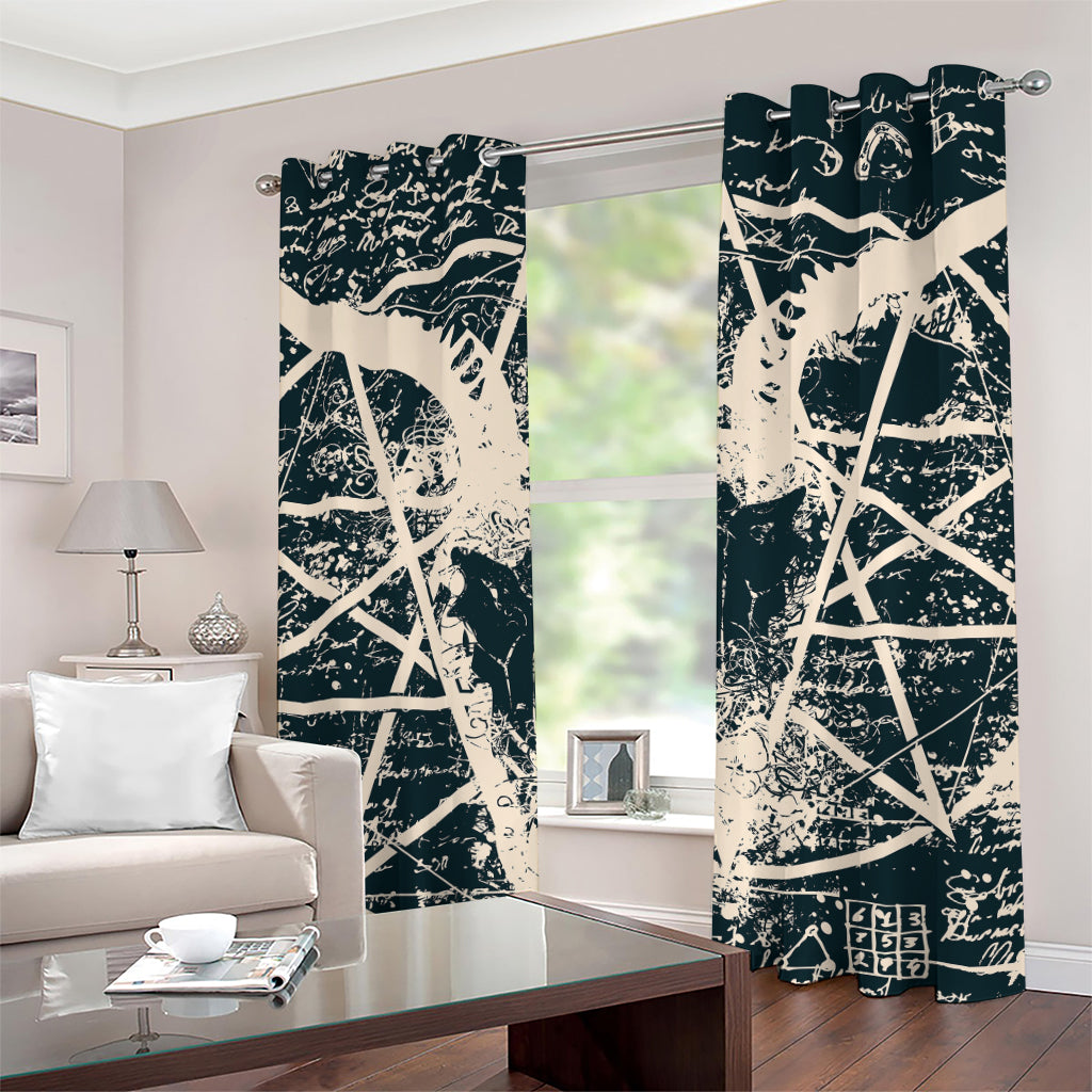 Satan Goat Skull Symbol Print Grommet Curtains