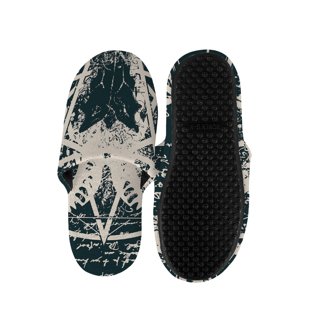 Satan Goat Skull Symbol Print Slippers