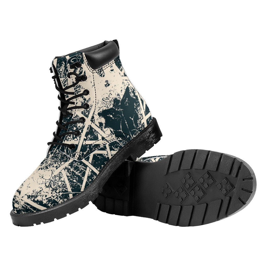 Satan Goat Skull Symbol Print Work Boots