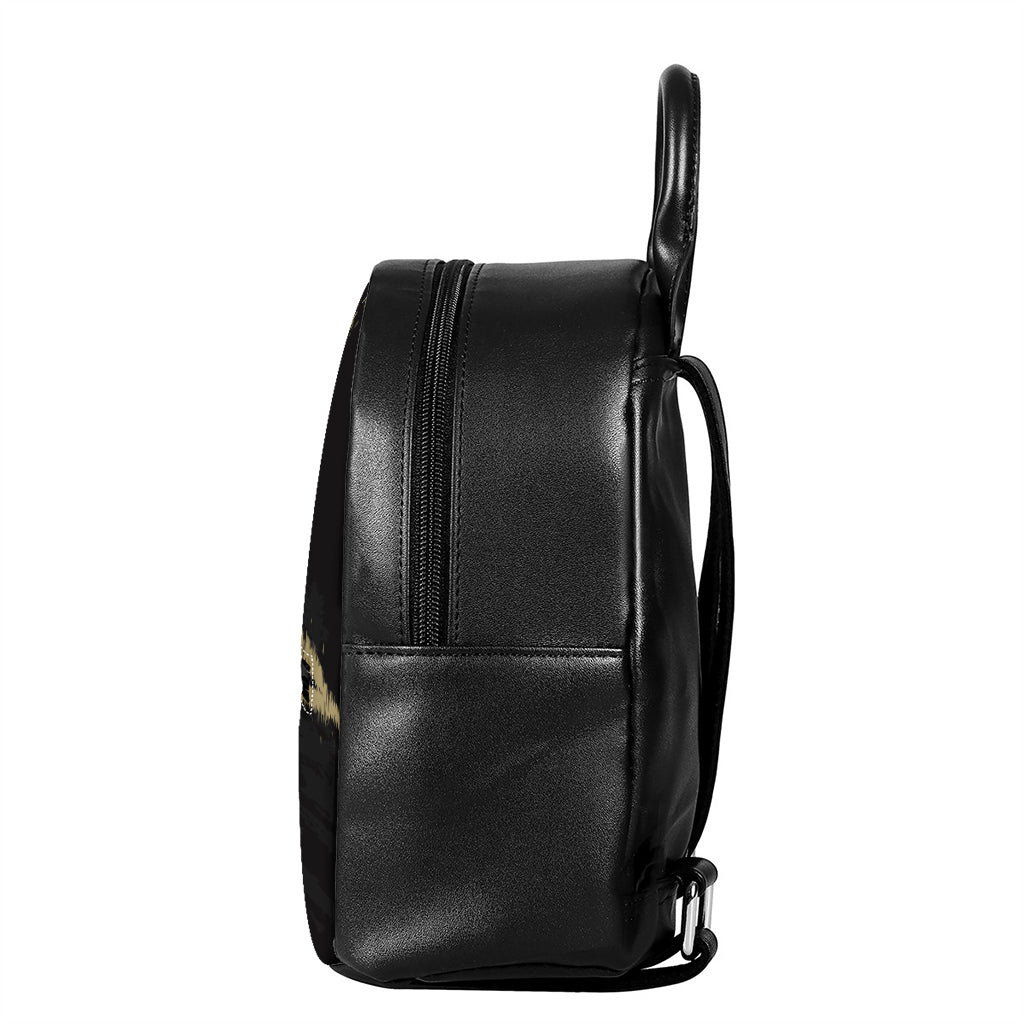 Satanic Pentagram Skull Print Leather Backpack