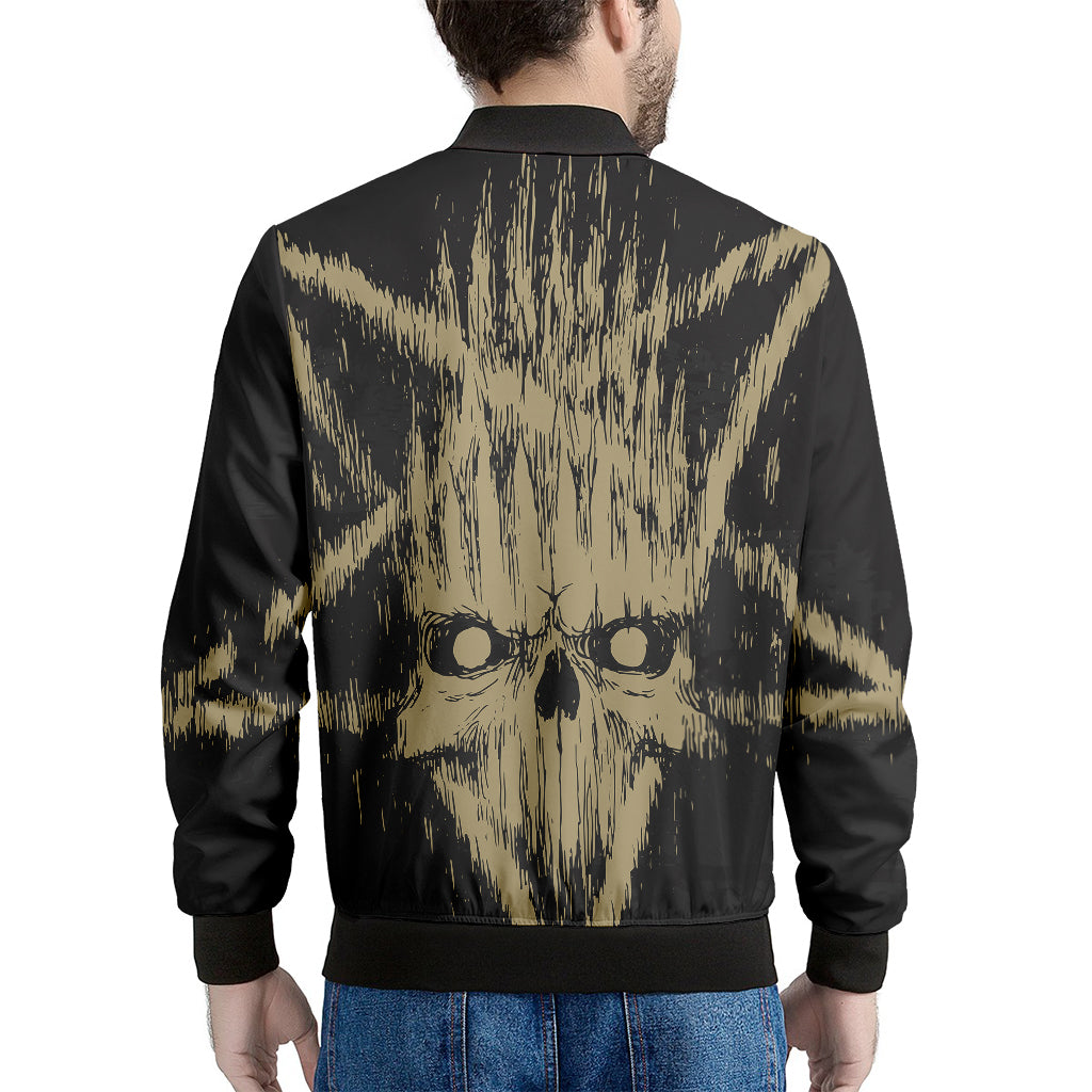 Satanic Pentagram Skull Print Men's Bomber Jacket