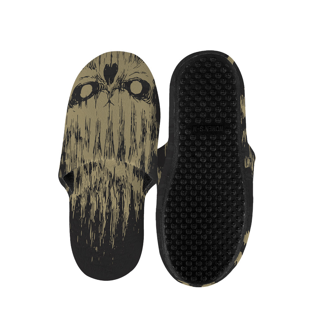 Satanic Pentagram Skull Print Slippers