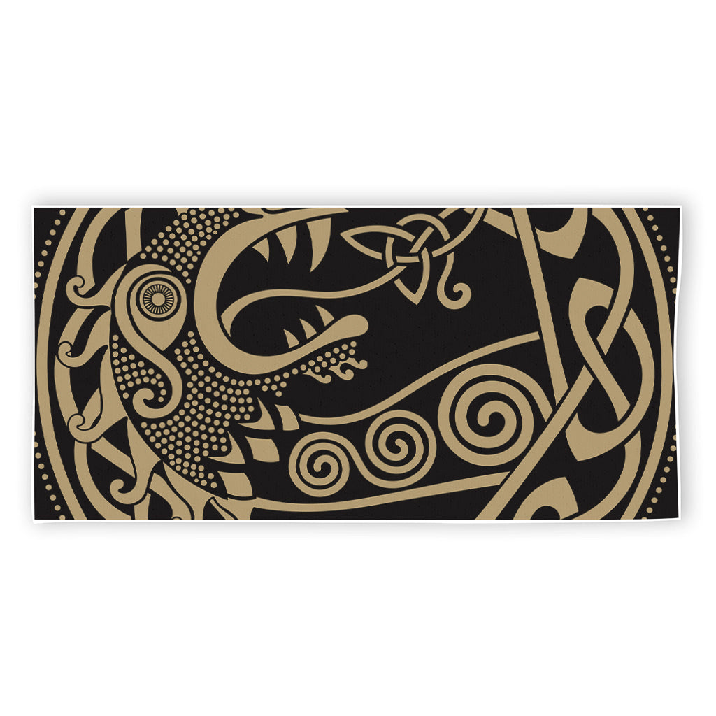 Scandinavian Viking Dragon Print Beach Towel