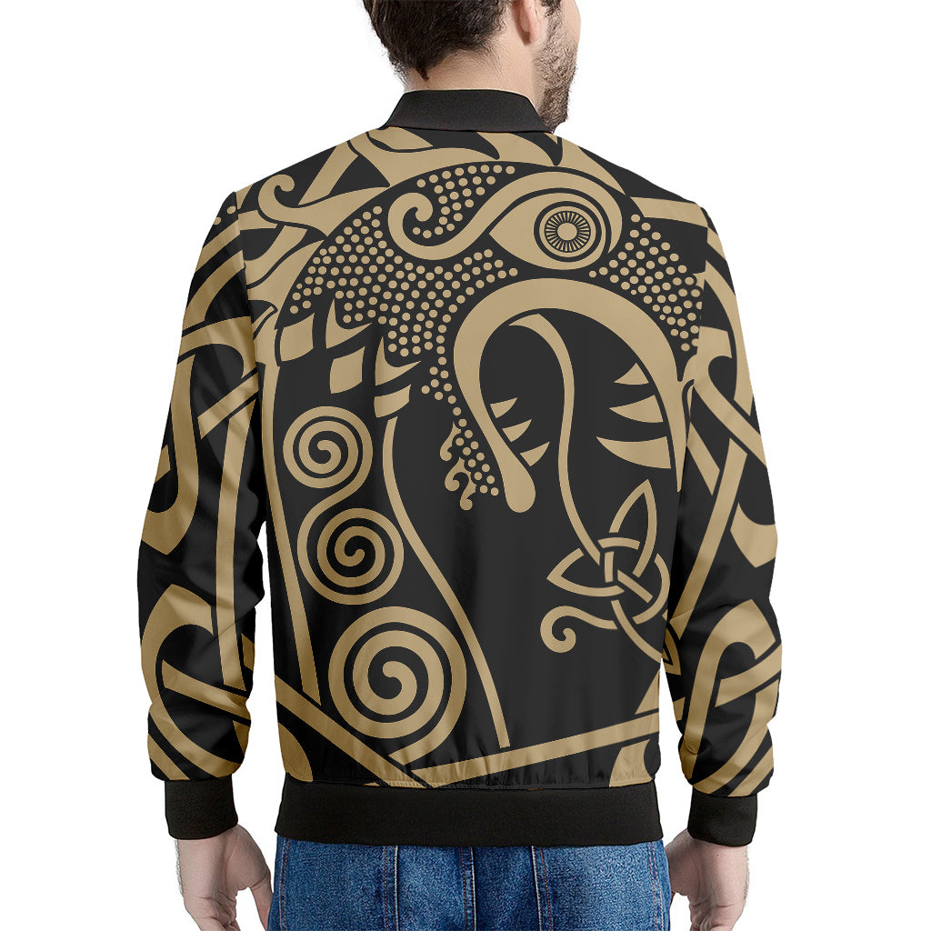 Scandinavian Viking Dragon Print Men's Bomber Jacket