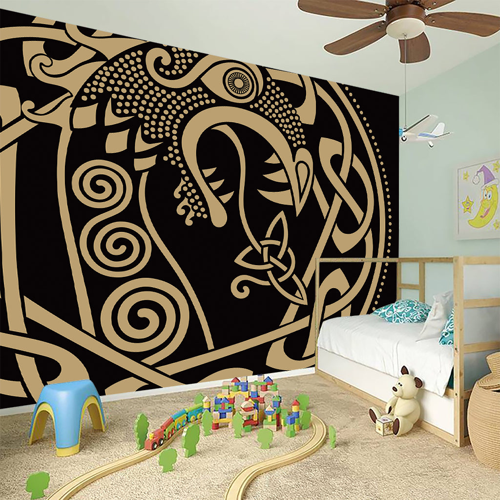Scandinavian Viking Dragon Print Wall Sticker