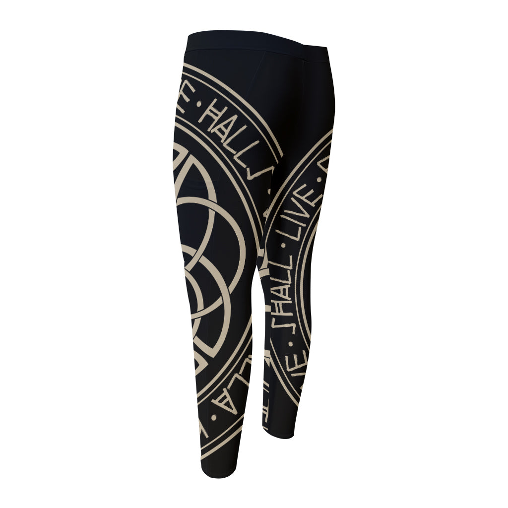 Scandinavian Viking Symbol Print Men's Compression Pants