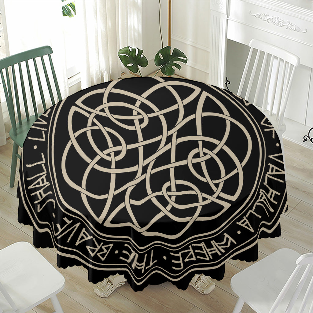 Scandinavian Viking Symbol Print Waterproof Round Tablecloth