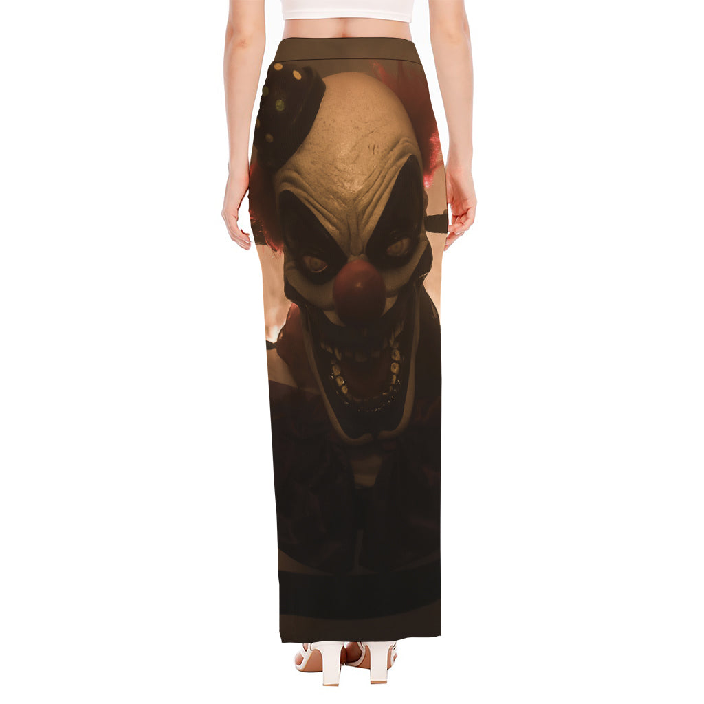 Scary Clown Print High Slit Maxi Skirt