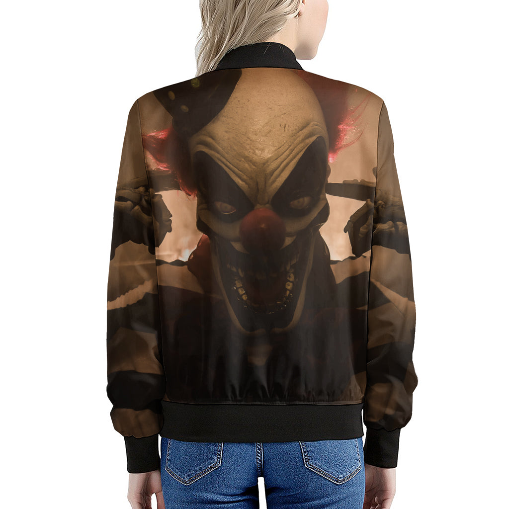 Scary Clown Print Women's Bomber Jacket