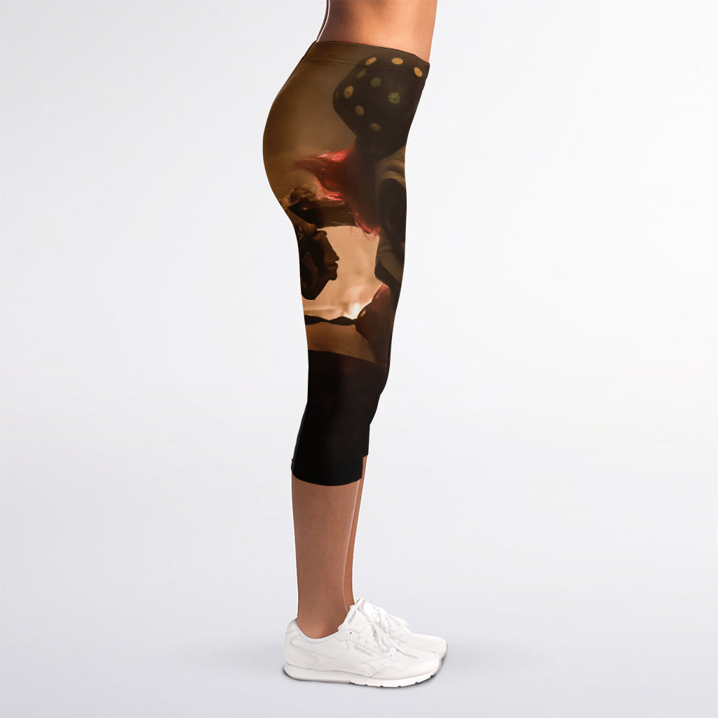 Scary Clown Print Women's Capri Leggings