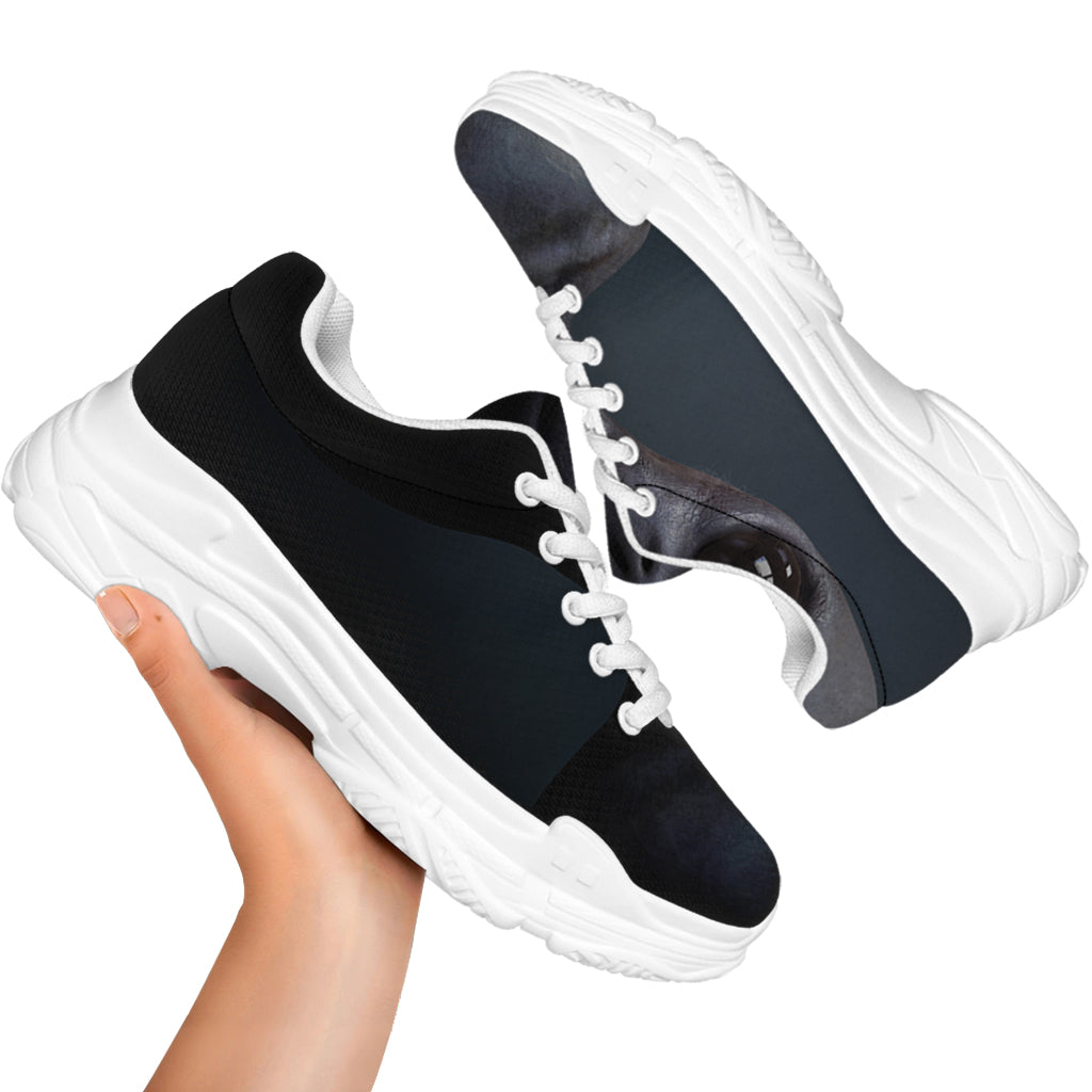 Scary Grey Alien 3D Print White Chunky Shoes