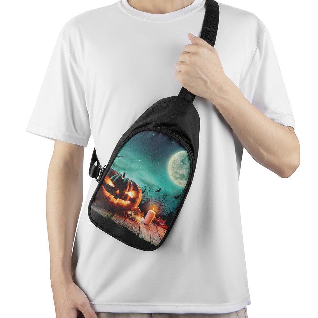 Scary Halloween Pumpkin Print Chest Bag